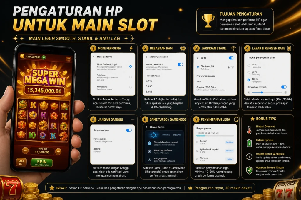 pengaturan hp untuk main slot