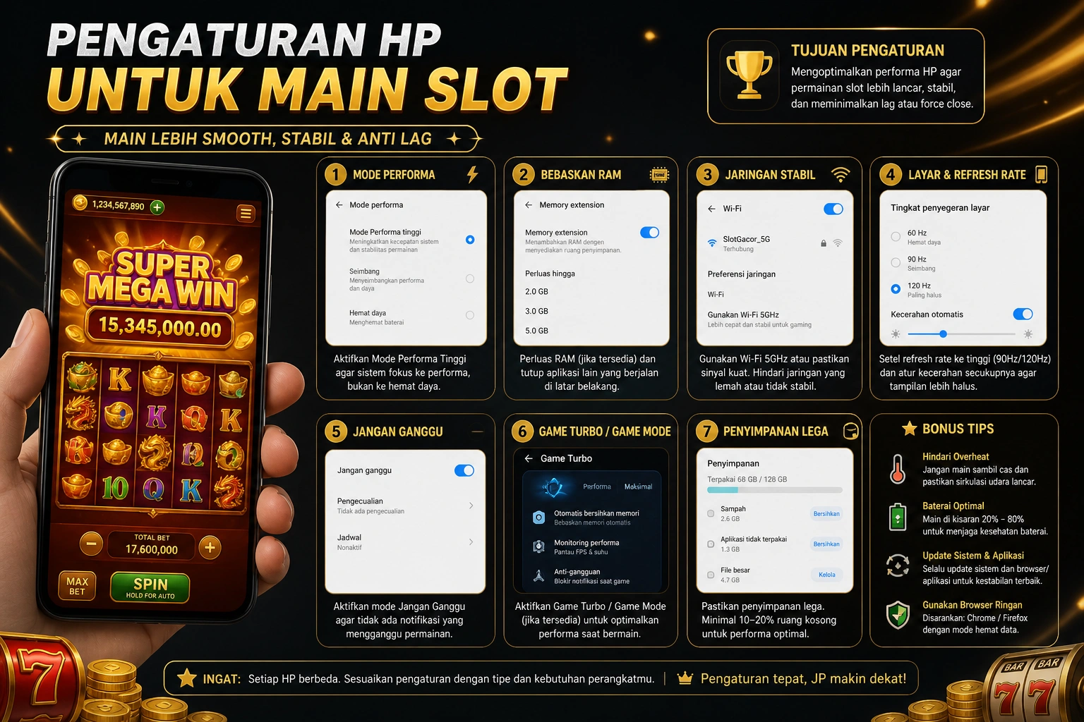 Pengaturan HP Untuk Main Slot Anti Lag Biar Main Makin Lancar Dan Tidak Ganggu Performa Saat Spin Panjang
