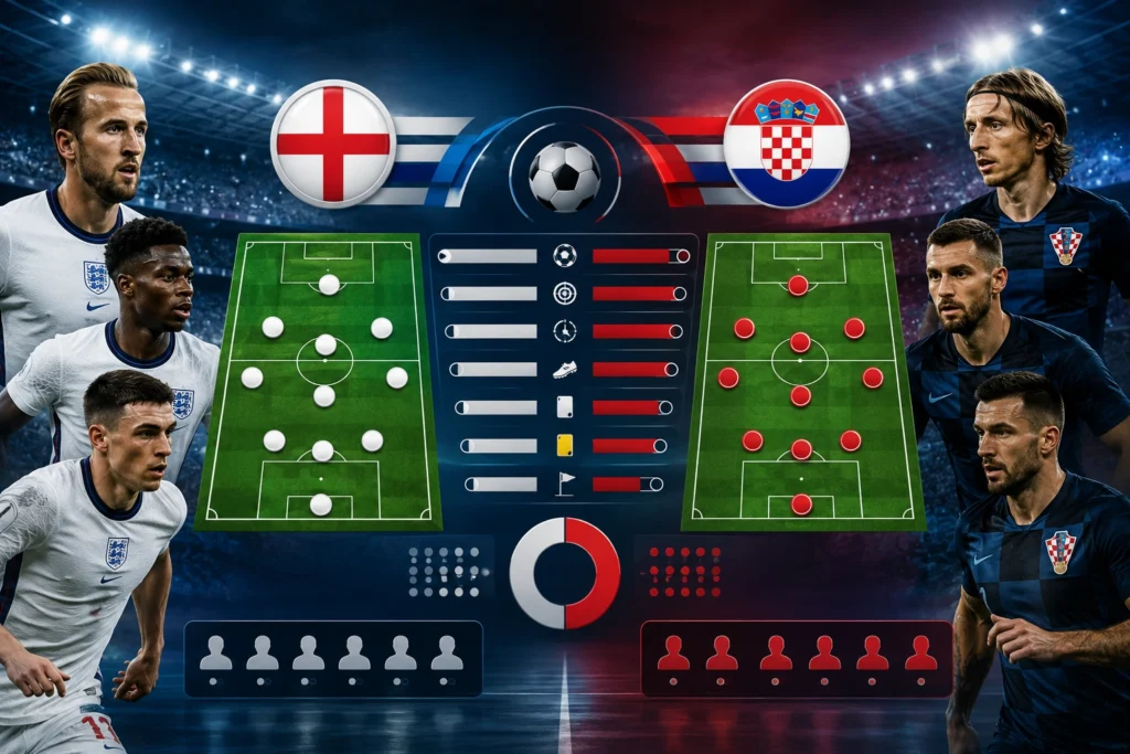Statistik dan Susunan Pemain England vs Croatia